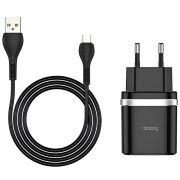 Сетевое зарядное устройство Hoco C12Q (1USB, 3А) QC3.0 Black + кабель MicroUSB (S23567)