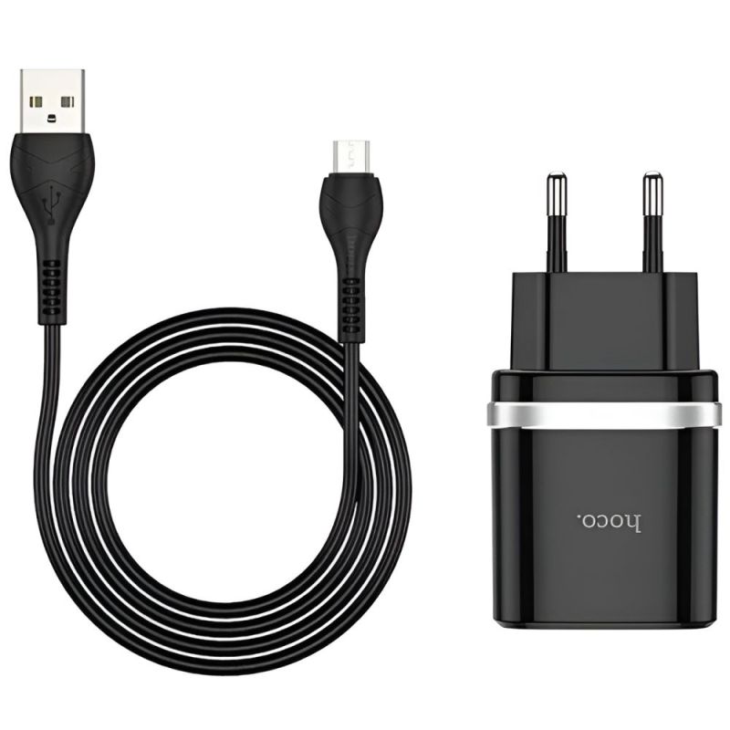 Сетевое зарядное устройство Hoco C12Q (1USB, 3А) QC3.0 Black + кабель MicroUSB (S23567)
