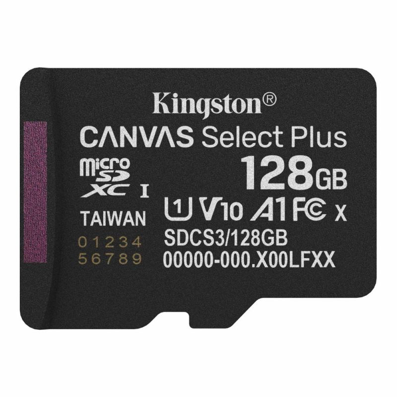 Карта памяти MicroSDXC 128GB UHS-I Class 10 Kingston Canvas Select Plus R150MB/s + SD-адаптер (SDCS3/128GB)
