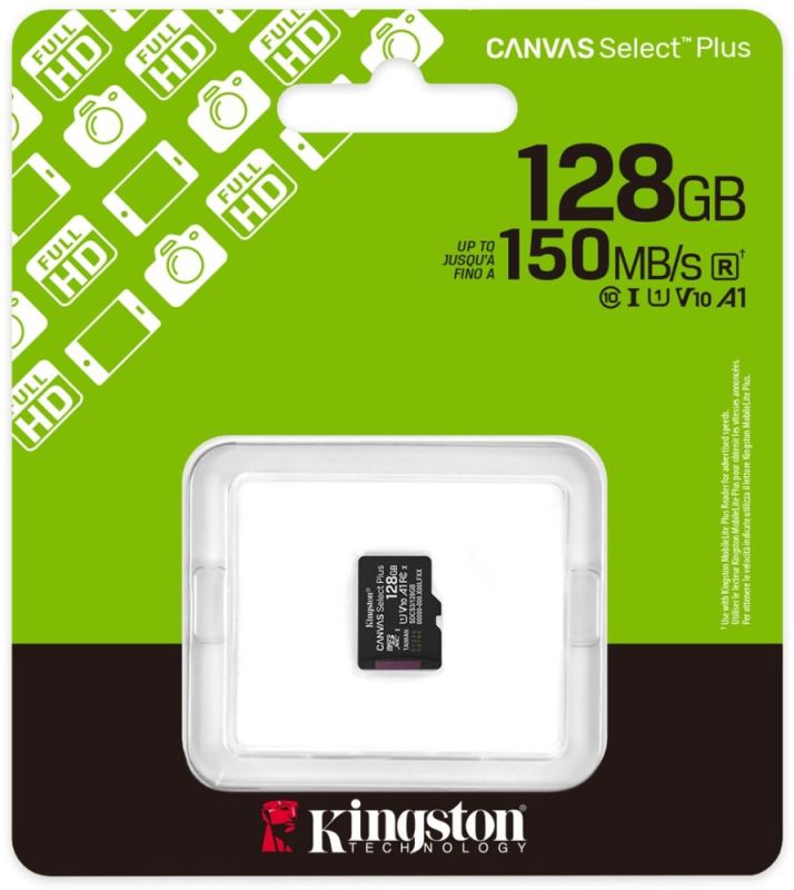 Карта пам`яті MicroSDXC 128GB UHS-I Class 10 Kingston Canvas Select Plus R150MB/s (SDCS3/128GBSP)