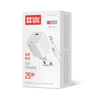 Мережевий зарядний пристрій ColorWay GaN Mini 25W PD Port PPS USB-C White + кабель USB Type-C (CW-CHS052PDC-WT)