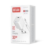 Мережевий зарядний пристрій ColorWay GaN Mini 30W PD Port PPS USB-C White + кабель USB Type-C (CW-CHS054PDC-WT)