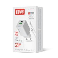 Мережевий зарядний пристрій ColorWay GaN Mini 35W PD Port PPS USB (Type-C PD + USB QC4.0) White + кабель USB Type-C (CW-CHS055PDC-WT)