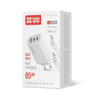 Мережевий зарядний пристрій ColorWay GaN Mini 65W PD Port PPS USB (USB-2C1A) White + кабель Type-C&Lightning (CW-CHS058PDCL-WT)