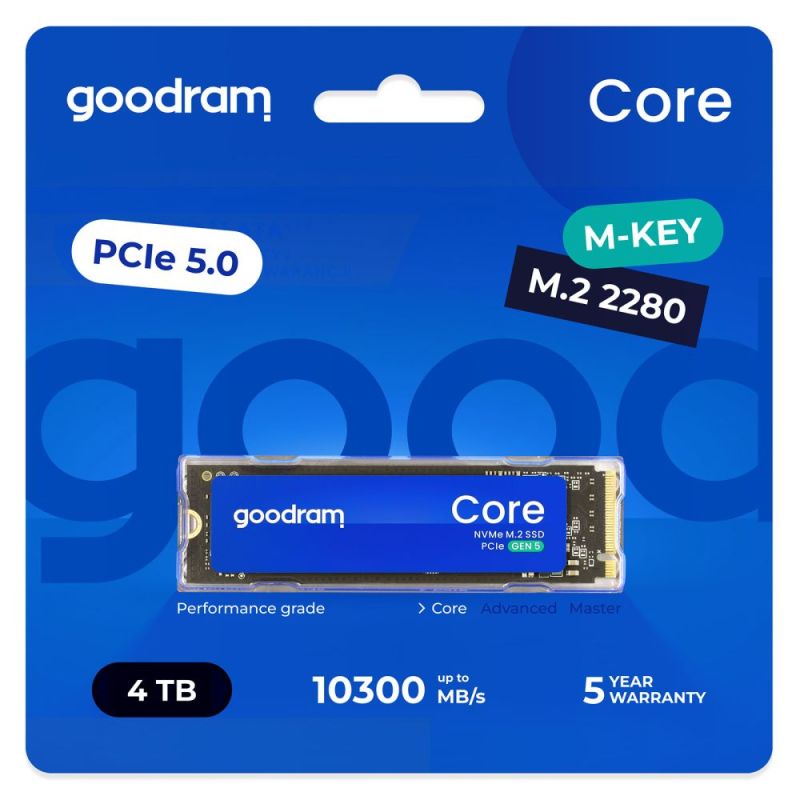 Накопитель SSD 4TB Goodram Core M.2 2280 PCIe 5.0 x4 NVMe 3D NAND (SSDR-GRC01-4K0-80)