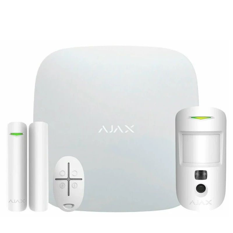 Комплект охоронної сигналізації Ajax StarterKit Cam Plus HDR ECG (8EU) UA White (117597.66.WH1) (StarterKit Cam Plus HDR ECG (8EU) UA white)