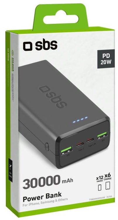 Универсальная мобильная батарея SBS 30000 mAh 20W Black (TTBB30000PD20K)
