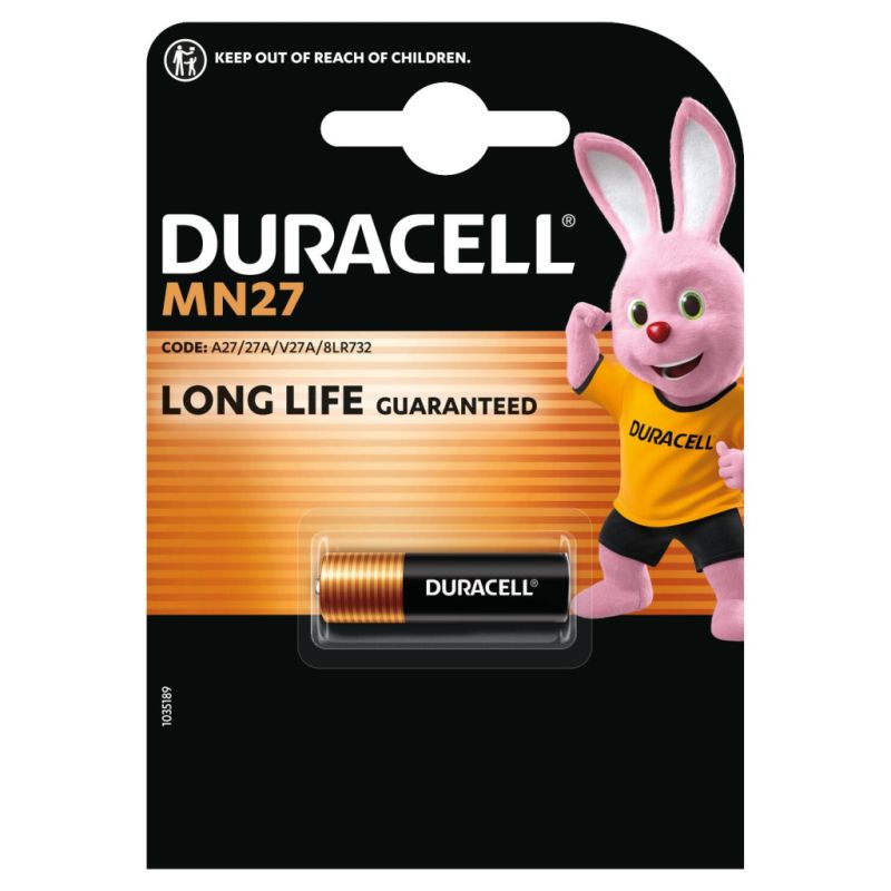 Батарейка Duracell MN27 12V спеціалізована лужна, A27/27A/V27A/8LR732, 1 шт. в упаковці (5007388)