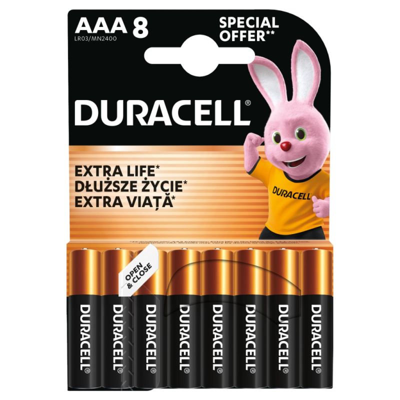Батарейка Duracell AAA лужні 8 шт. в упаковці (5000394203341 / 81480364)