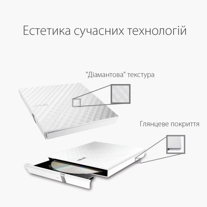 Оптичний привід DVD-RW ASUS SDRW-08D2S-U LITE/WHT/G/AS (90-DQ0436-UA221KZ)