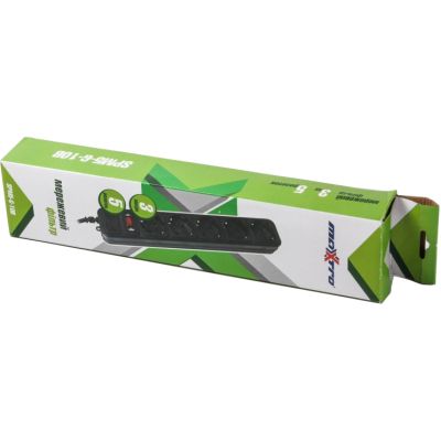Мережевий фільтр живлення Maxxter (SPM5-G-10B) чорний, 3 м кабель, 5 розеток (SPM5-G-10B)