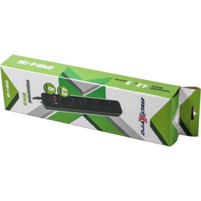 Мережевий фільтр живлення Maxxter (SPM5-G-15B) чорний, 4.5 м кабель, 5 розеток (SPM5-G-15B)