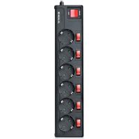 Мережевий фільтр живлення REAL-EL RS-6 EXTRA 1.8m, black (EL122300001)