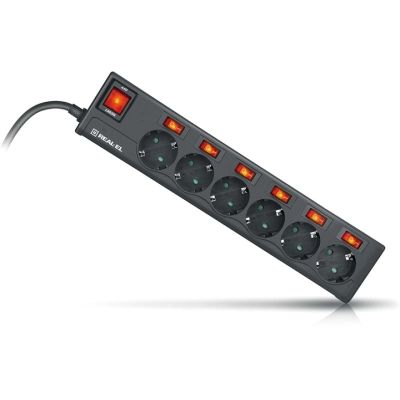 Мережевий фільтр живлення REAL-EL RS-6 EXTRA 3m, black (EL122300002)