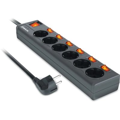 Мережевий фільтр живлення REAL-EL RS-6 EXTRA 3m, black (EL122300002)