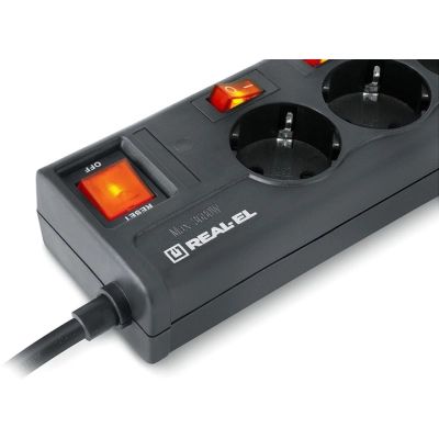 Мережевий фільтр живлення REAL-EL RS-6 EXTRA 5m, black (EL122300003)