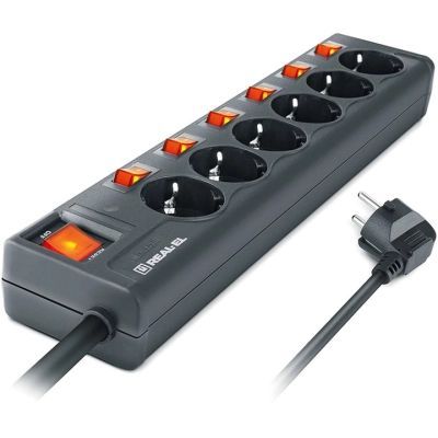 Мережевий фільтр живлення REAL-EL RS-6 EXTRA 5m, black (EL122300003)