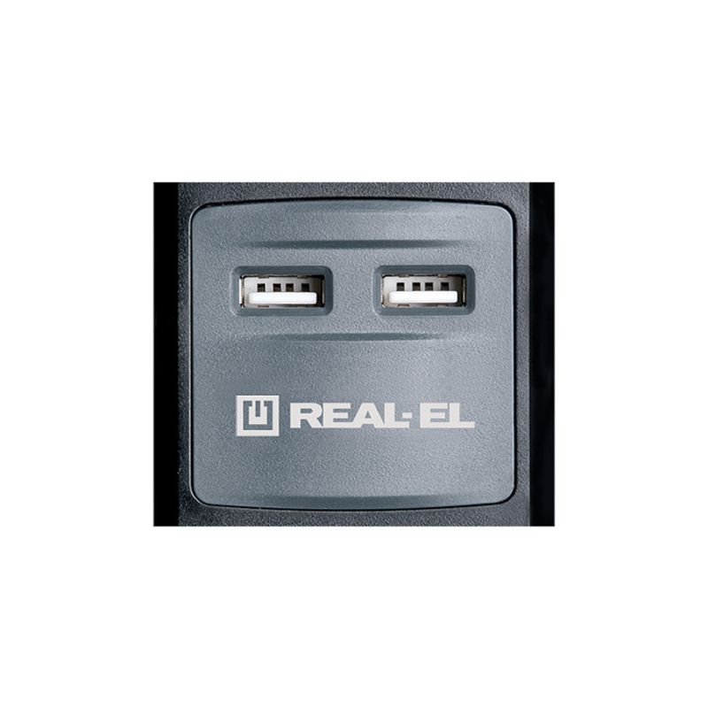 Сетевой удлинитель REAL-EL RS-3 USB CHARGE 1.8m, black (EL122500001)