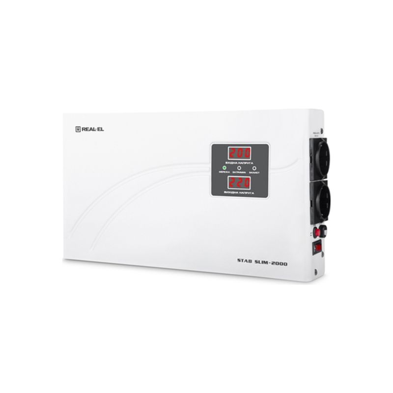 Стабилизатор напряжения REAL-EL STAB SLIM-2000, white (EL122400008)