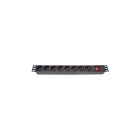Силовой блок Eserver 19" 8 розеток, выкл., алюм. корпус PDU 220В, 16А (WT-2261A-GER-8WAY)