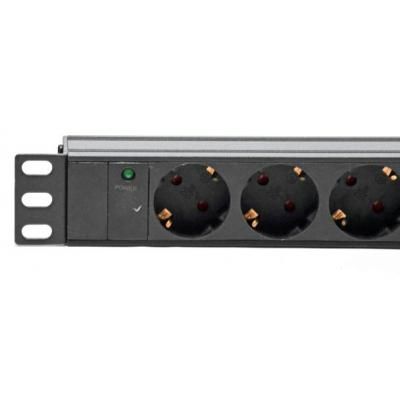 Силовой блок Kingda 19" 1U 9xSchuko, С14, без кабеля (KD-GER(16)N1009WKPB19A-C14)