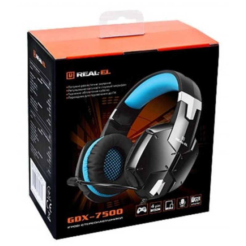 Наушники REAL-EL GDX-7500 Black/Blue (EL124100015)