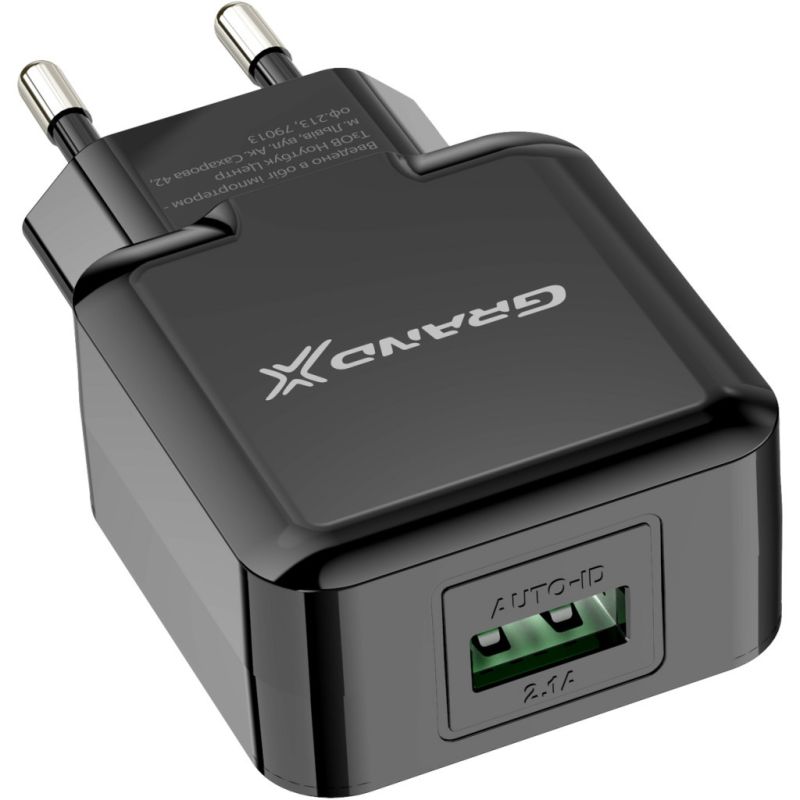 Зарядное устройство Grand-X (5V/2,1A) Black (CH-03B)