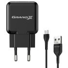 Зарядний пристрій Grand-X (CH-03UMB) (5V/2,1A + DC cable Micro USB) Black (CH-03UMB)