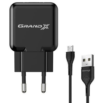 Зарядний пристрій Grand-X (CH-03UMB) (5V/2,1A + DC cable Micro USB) Black (CH-03UMB)