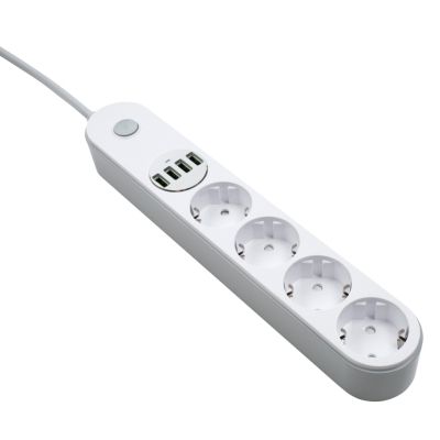 Мережевий фільтр живлення ColorWay (CW-CHE44W), 4 розетки/4USB White 2M (CW-CHE44W)