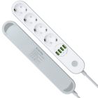 Мережевий фільтр живлення ColorWay (CW-CHE44W), 4 розетки/4USB White 2M (CW-CHE44W)