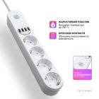 Мережевий фільтр живлення ColorWay (CW-CHE44W), 4 розетки/4USB White 2M (CW-CHE44W)