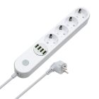 Мережевий фільтр живлення ColorWay (CW-CHE44W), 4 розетки/4USB White 2M (CW-CHE44W)