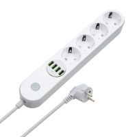 Мережевий фільтр живлення ColorWay (CW-CHE44W), 4 розетки/4USB White 2M (CW-CHE44W)