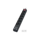 Сетевой фильтр питания REAL-EL REAL-EL RS-6 PROTECT USB, 5m, black (EL122300018)