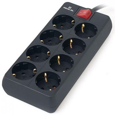 Сетевой фильтр питания REAL-EL REAL-EL RS-8 PROTECT, 1.8m, black (EL122300021)