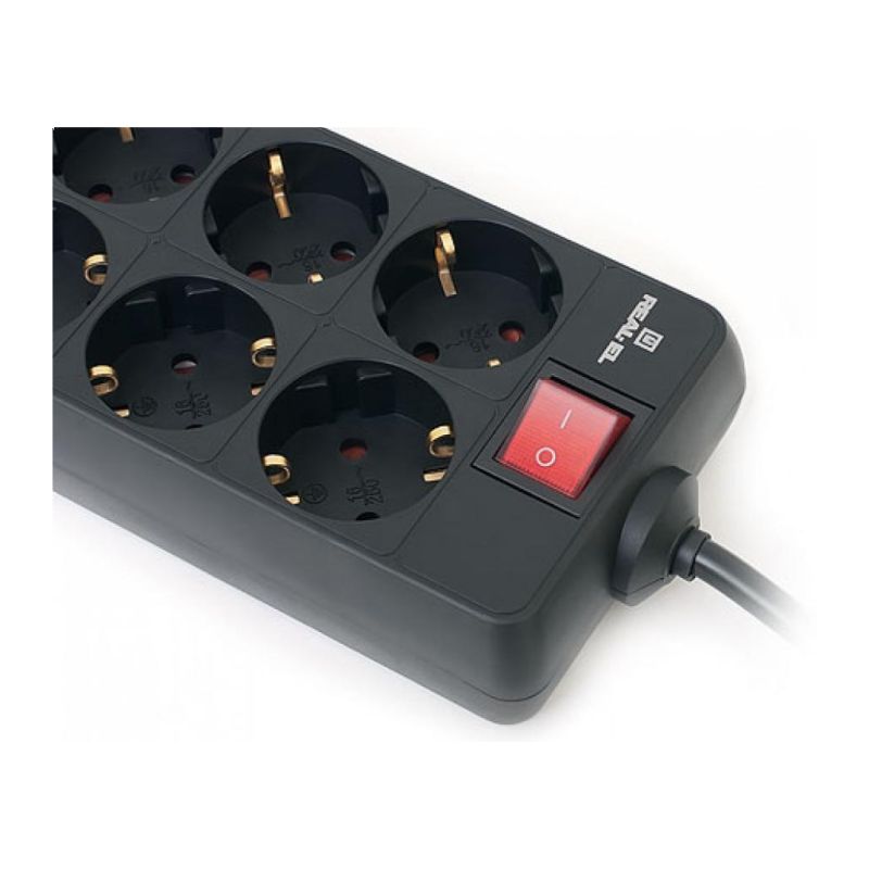 Сетевой фильтр питания REAL-EL REAL-EL RS-8 PROTECT, 1.8m, black (EL122300021)
