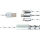 Дата кабель USB 2.0 AM to Lightning + Micro 5P + USB-C 1.0m 2.1A PowerPlant (CA910663)