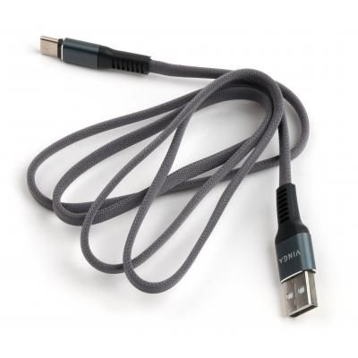 Дата кабель USB 2.0 AM to USB-C 1.0m flat nylon gray Vinga (VCPDCTCFNB1GR)
