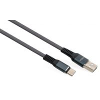 Дата кабель USB 2.0 AM to USB-C 1.0m flat nylon gray Vinga (VCPDCTCFNB1GR)