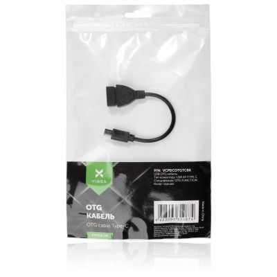 Переходник OTG USB 2.0 AF to USB-C 0.1m Vinga (VCPDCOTGTCBK)