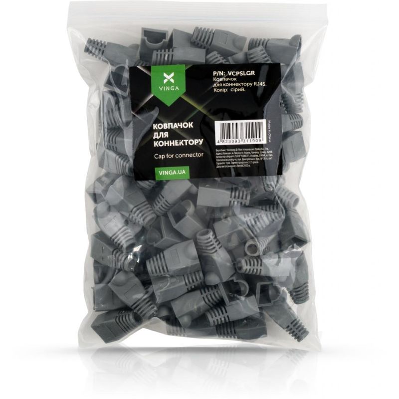Колпачок коннектора Vinga RJ45 100 pcs grey (VCPSLGR)