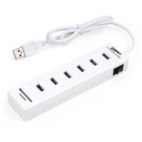 Концентратор Vinga 6xUSB2.0 + card-reader with switch 0.8m (VCP2H6USBCRSWWH)