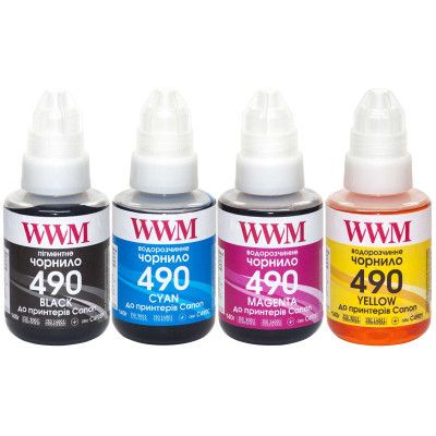 Чернила WWM Canon GI-490, 140г*4 (BP/C/M/Y) (C490SET4)