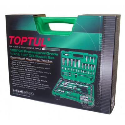 Набор инструментов Toptul професійний для авто 1/4", 1/2" 108од. (GCAI108R1)