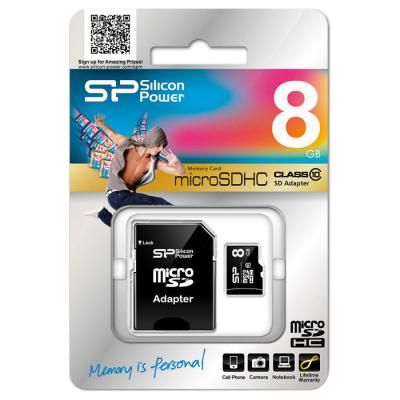 Карта пам\'яті Silicon Power 8GB microSD class 10 (SP008GBSTH010V10SP)