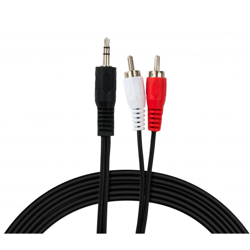 Кабель мультимедийный 3.5mm M to 2xRCA M 5.0m Vinga (VCPDCJ35MRCA25BK)
