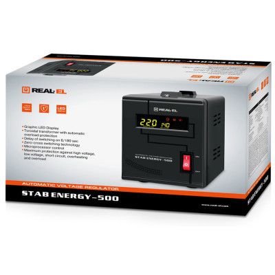 Стабилизатор напряжения REAL-EL STAB ENERGY-500 (EL122400011)