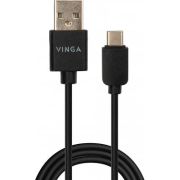 Дата кабель USB 2.0 AM to USB-C 1.0m 3A 18W PVC black Vinga (VCPUSBTC3ABK)