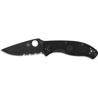 Нож Spyderco Tenacious Black Blade Lightweight полусеррейтор (C122PSBBK)